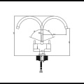 Kurzes Design Messingbecken Küche, zwei Griffen Wasserhahn Küche, 3 -Wege -Küchenarmatur